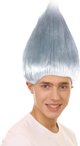 Adult Unisex Multiple Color Options Straight Cosplay Halloween Troll Wig, Synthetic Soft Hair Fiber, Perfect for your next Festival and Group Anime Party. (Dark Grey) in Saudi Arabia