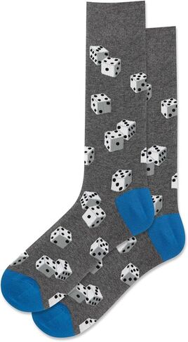 Hot Sox Men's Dice Crew Sock 1 Pair Pack, Dice (Grey), Men's Shoe Size: 6.5-12 in Saudi Arabia