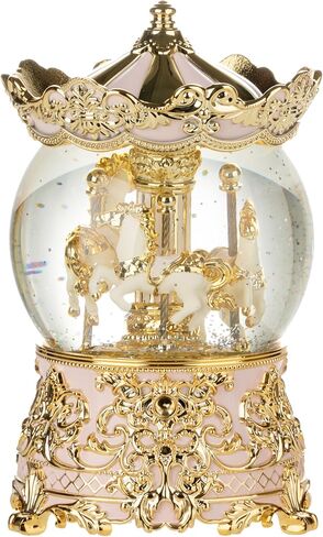 Carousel Music Box Princess Unicorn Musical Snow Globe for Girls and Women Baby Kids Sister Daughter Mom Granddaughter Grandma Christmas Birthday Presents Gifts (Gold) in Saudi Arabia