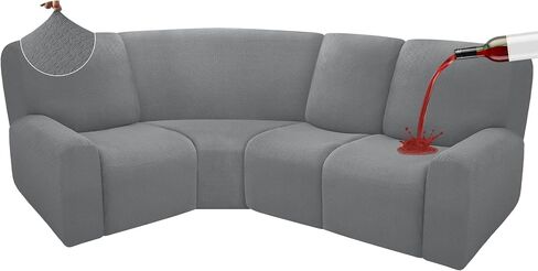 100% Waterproof Reclining Sectional Couch Covers Fleece Stretch 4-Piece L Shape Recliner Sofa Cover Washable Non Slip Corner Couch Cover Recliner Slipcovers Protector (4 Seat, Silver Gray) in Saudi Arabia