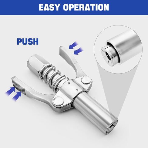 Grease Gun Coupler 1PCS Double Handle with 12" Spring Flex Hose Compatible with 12" Spring Flex Hose for 1/8" NPT Grease Gun Fittings, Quick Release Grease in Saudi Arabia