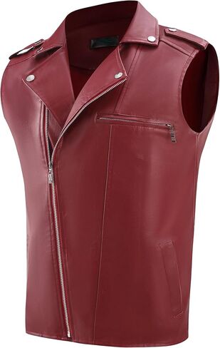 Lars Amadeus Faux Leather Vest for Men's Motorcycle Biker Sleeveless Jacket Zipper Riding PU Vest in Saudi Arabia