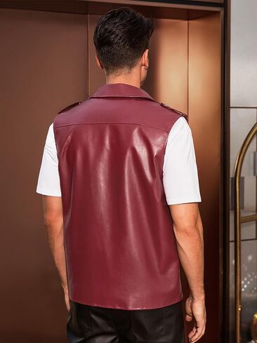 Lars Amadeus Faux Leather Vest for Men's Motorcycle Biker Sleeveless Jacket Zipper Riding PU Vest in Saudi Arabia