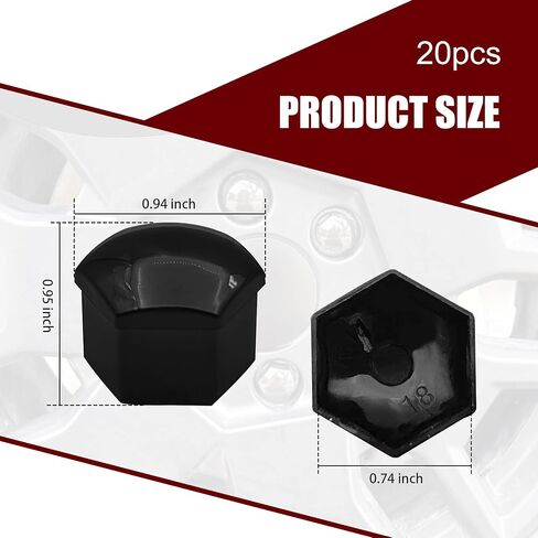 20 PCS Lug Nut Covers ، hexagonal Nut Rust and Gust Guster مع أداة الإزالة ، غطاء مضاد للسرقة ، Universal for Cars Tyre ، الملحقات الزخرفية الشخصية (Red # 17 MM) in Kuwait