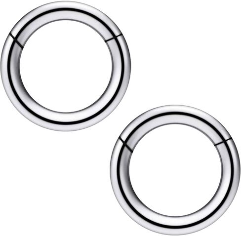 Ruifan Titanium Nose Rings Hoops Septum Rings Nose Clicker Ring Gauges PA Lip Tragus Helix Cartilage Daith Rook Sleeper Earring Body Piercing Jewerly for Women Men 20G 18G 16G 14G 8G 6G 4G 2G 6MM-19MM in Saudi Arabia
