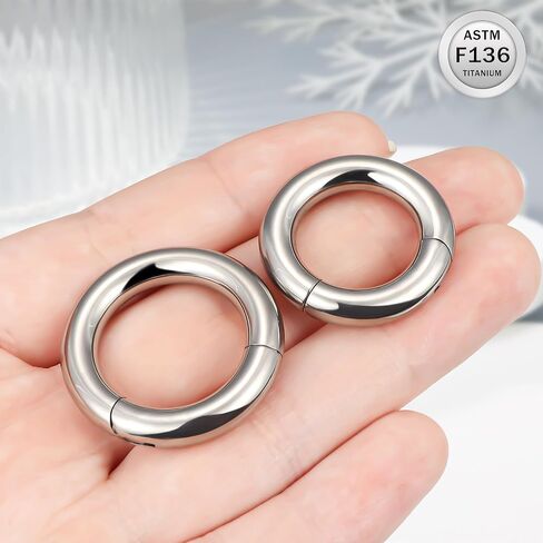 Ruifan Titanium Nose Rings Hoops Septum Rings Nose Clicker Ring Gauges PA Lip Tragus Helix Cartilage Daith Rook Sleeper Earring Body Piercing Jewerly for Women Men 20G 18G 16G 14G 8G 6G 4G 2G 6MM-19MM in Saudi Arabia