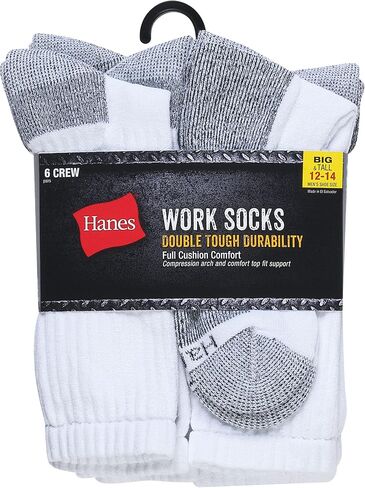 Hanes mens Crew Socks, 6-pair Pack Work Sock, Black, 6 12 US in Saudi Arabia