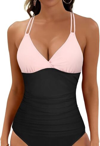 Firpearl Women للنساء underwire Tankini Top فقط v الرقبة الظهر الظهر الظهر in Kuwait