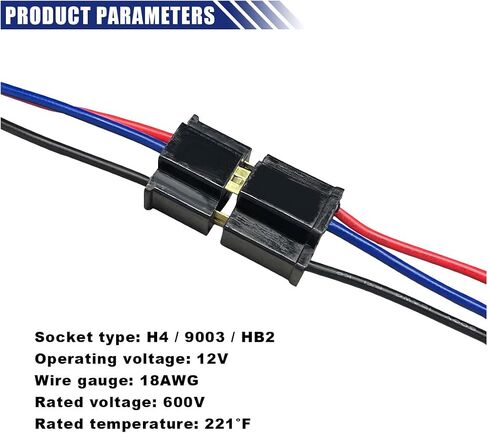 2pcs H4 تسخير الأسلاك موصل الأمامي ، 3 سلك طريقة للذكور بديلة قابس الطاقة ، مقبس مصباح الأمامي المقاوم للماء ، موصل مقبس المصباح الأمامي لمعظم قوارب شاحنة السيارات البحرية (رأس أنثى) in Saudi Arabia