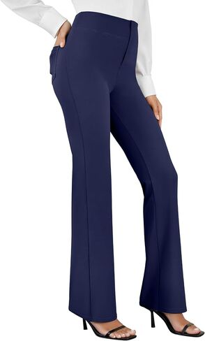 Womens Dress Pants Business Casual Work Pants with Pockets Pull On Flare Office Slacks High Waist Stretchy Trousers in Saudi Arabia