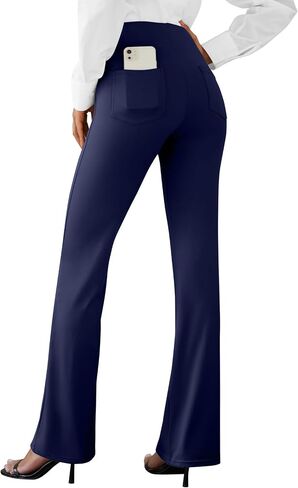 Womens Dress Pants Business Casual Work Pants with Pockets Pull On Flare Office Slacks High Waist Stretchy Trousers in Saudi Arabia