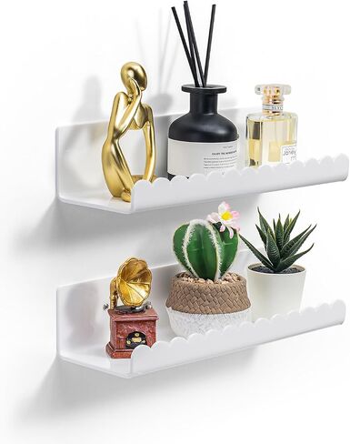 Forzacx Floating Shelves for Wall-2 Pack, Sturdy and Durable Shelves for Room Wall, Adhesive Floating Shelves for Bathroom & Bedroom, Fashionable Design, Easy to Install, Expand Space in Saudi Arabia
