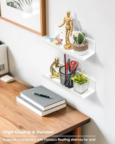 Forzacx Floating Shelves for Wall-2 Pack, Sturdy and Durable Shelves for Room Wall, Adhesive Floating Shelves for Bathroom & Bedroom, Fashionable Design, Easy to Install, Expand Space in Saudi Arabia