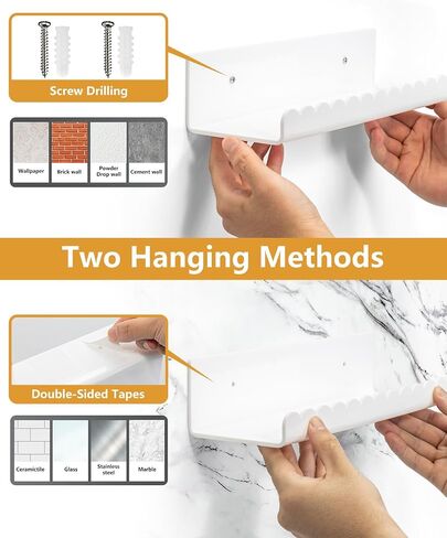 Forzacx Floating Shelves for Wall-2 Pack, Sturdy and Durable Shelves for Room Wall, Adhesive Floating Shelves for Bathroom & Bedroom, Fashionable Design, Easy to Install, Expand Space in Saudi Arabia