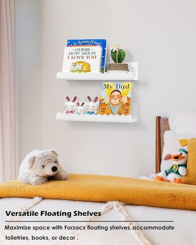 Forzacx Floating Shelves for Wall-2 Pack, Sturdy and Durable Shelves for Room Wall, Adhesive Floating Shelves for Bathroom & Bedroom, Fashionable Design, Easy to Install, Expand Space in Saudi Arabia