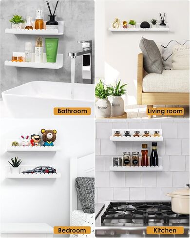Forzacx Floating Shelves for Wall-2 Pack, Sturdy and Durable Shelves for Room Wall, Adhesive Floating Shelves for Bathroom & Bedroom, Fashionable Design, Easy to Install, Expand Space in Saudi Arabia