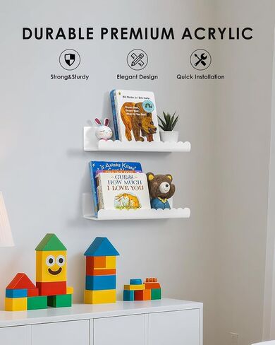 Forzacx Floating Shelves for Wall-2 Pack, Sturdy and Durable Shelves for Room Wall, Adhesive Floating Shelves for Bathroom & Bedroom, Fashionable Design, Easy to Install, Expand Space in Saudi Arabia