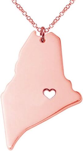 Meiligo 18K Gold Silver Country Map Charm Pendant Maine State Map Necklace Jewelry in Kuwait