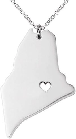 Meiligo 18K Gold Silver Country Map Charm Pendant Maine State Map Necklace Jewelry in Kuwait