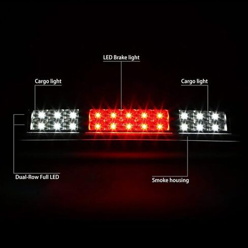 3rd Third Tail Rear Brake Light Replacement For 2009 2010 2011 2012 2013 2014 Ford F-150 Lincoln Mark LT, High Mount Cargo Lamp Waterproof Dual Row LED Stop Light Bar Taillight (Red Lens) in Kuwait