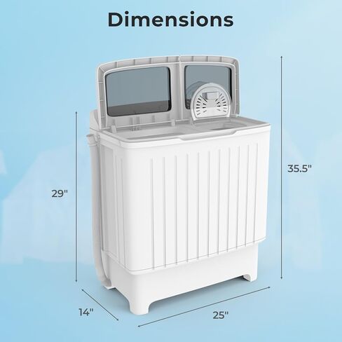ARLIME Portable Clothes Washing Machine, 17.6lbs Mini Twin Tub Washer & Spinner Dryer Combo Compact Washer (11lbs) & Spin Dryer (6.6lbs) Sets Laundry Machine W/Time Control for Apartments, Dorms, Bathroom or RV Camping in Kuwait
