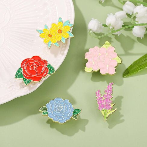 TIDOO Cute Sunflower Flower Enamel Pin Set Anime Lily Plant Pins Aesthetic for Backpacks Clothes Hat Decor Flower Girl Gift in Saudi Arabia
