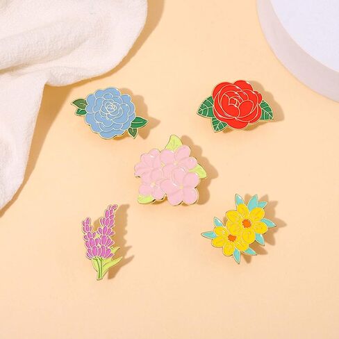 TIDOO Cute Sunflower Flower Enamel Pin Set Anime Lily Plant Pins Aesthetic for Backpacks Clothes Hat Decor Flower Girl Gift in Saudi Arabia
