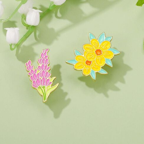 TIDOO Cute Sunflower Flower Enamel Pin Set Anime Lily Plant Pins Aesthetic for Backpacks Clothes Hat Decor Flower Girl Gift in Saudi Arabia