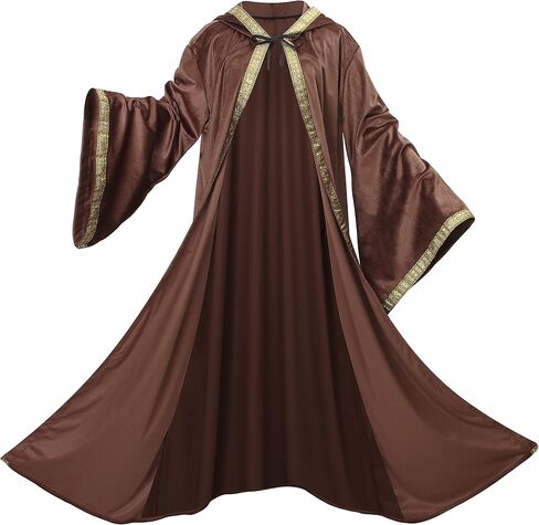 LMYOVE Mens Wizard Robe Costume Renaissance Faire Costume Men Full Length Velvet Cloak with Hood in Saudi Arabia