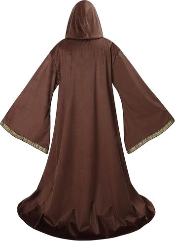 LMYOVE Mens Wizard Robe Costume Renaissance Faire Costume Men Full Length Velvet Cloak with Hood in Saudi Arabia
