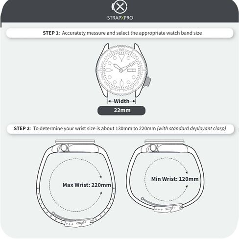 StrapXPro(STX1A) 22mm Watch Bands Men's Rubber Curved-end Watch Strap Replacement for Seiko Prospex Turtle & King Turtle Automatic Dive Watch SRP773, SRP775, SRP777, SPRA21, SRPE03, SRPE05, etc. (Black with Silver Clasp) in Kuwait