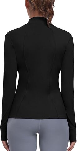 Women's Athletic Full Zip Lightweight Workout Jacket With Pockets Running Yoga Sportwear With Thumb Holes in Saudi Arabia