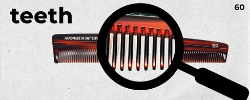 Hand-Made Tortoise Comb | Mustache | All Hair Types: Curly/Straight/Thick/Thin | Hypo-Allergenic Biodegradable Cellulose Acetate | MADE IN SWITZERLAND | 4.65" x 0.83" x 0.28" | #1618 in Saudi Arabia