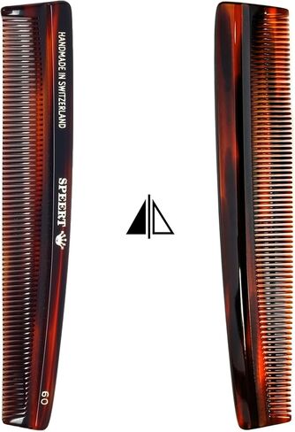 Hand-Made Tortoise Comb | Mustache | All Hair Types: Curly/Straight/Thick/Thin | Hypo-Allergenic Biodegradable Cellulose Acetate | MADE IN SWITZERLAND | 4.65" x 0.83" x 0.28" | #1618 in Saudi Arabia