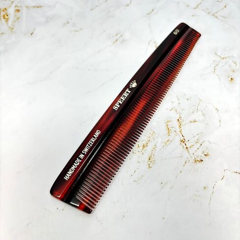 Hand-Made Tortoise Comb | Mustache | All Hair Types: Curly/Straight/Thick/Thin | Hypo-Allergenic Biodegradable Cellulose Acetate | MADE IN SWITZERLAND | 4.65" x 0.83" x 0.28" | #1618 in Saudi Arabia