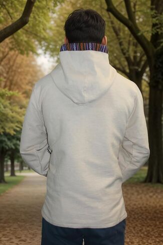 Agan Traders Mens Cotton Printed Fleece Lined Tibetan Hoodie Outwear Jacket in Saudi Arabia