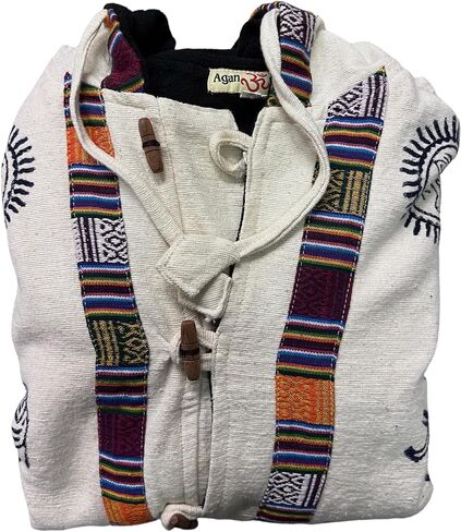 Agan Traders Mens Cotton Printed Fleece Lined Tibetan Hoodie Outwear Jacket in Saudi Arabia