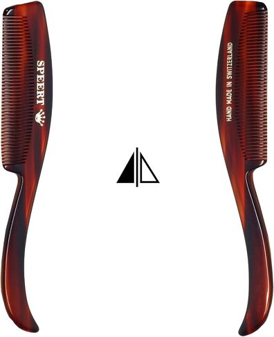 Hand-Made Tortoise Comb | Mustache | All Hair Types: Curly/Straight/Thick/Thin | Hypo-Allergenic Biodegradable Cellulose Acetate | MADE IN SWITZERLAND | 4.65" x 0.83" x 0.28" | #1618 in Saudi Arabia