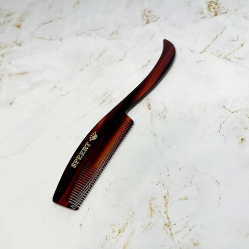 Hand-Made Tortoise Comb | Mustache | All Hair Types: Curly/Straight/Thick/Thin | Hypo-Allergenic Biodegradable Cellulose Acetate | MADE IN SWITZERLAND | 4.65" x 0.83" x 0.28" | #1618 in Saudi Arabia