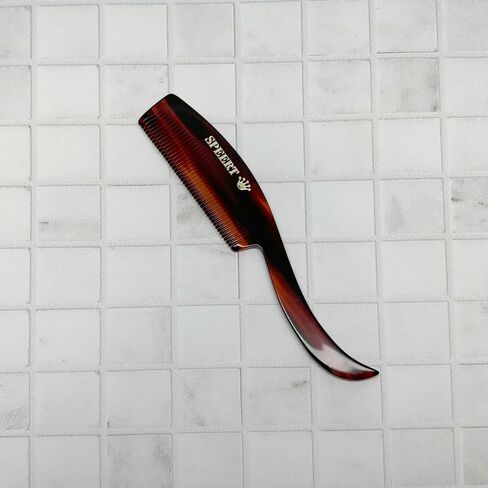 Hand-Made Tortoise Comb | Mustache | All Hair Types: Curly/Straight/Thick/Thin | Hypo-Allergenic Biodegradable Cellulose Acetate | MADE IN SWITZERLAND | 4.65" x 0.83" x 0.28" | #1618 in Saudi Arabia