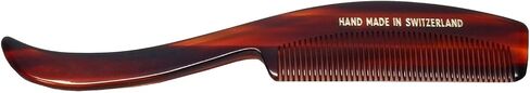 Hand-Made Tortoise Comb | Mustache | All Hair Types: Curly/Straight/Thick/Thin | Hypo-Allergenic Biodegradable Cellulose Acetate | MADE IN SWITZERLAND | 4.65" x 0.83" x 0.28" | #1618 in Saudi Arabia