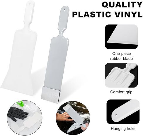 Bulldozer Squeegee, Long Handle Flat Glass Tinting Tools for Automotive Front & Back Window, Plastic Wrapping Windshield Paddle Squeegee for Vehicle Cleaning, Car Accessories (White) in Saudi Arabia