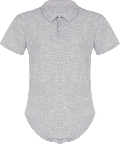 XUNZOO Men Adult Short Sleeve Collared Shirts Cotton Stretch Crotch Button Bodysuit Romper Undershirt in Kuwait