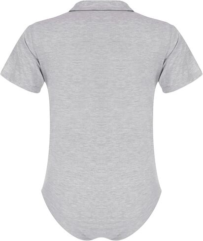 XUNZOO Men Adult Short Sleeve Collared Shirts Cotton Stretch Crotch Button Bodysuit Romper Undershirt in Kuwait