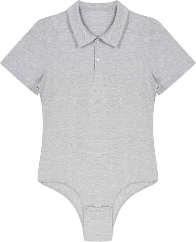 XUNZOO Men Adult Short Sleeve Collared Shirts Cotton Stretch Crotch Button Bodysuit Romper Undershirt in Kuwait