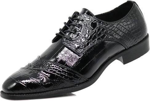 stw Men Men fligator Crocodile Print Oxfords Fashion Lace Up Dress Shoes in Saudi Arabia