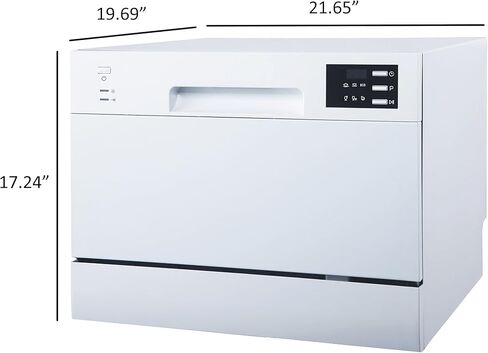 SPT SD-2225DW Compact Countertop Dishwasher/Delay Start-Energy Star Portable Dishwasher with Stainless Steel Interior and 6 Place Settings Rack Silverware Basket/Apartment Office Home Kitchen, White in Kuwait
