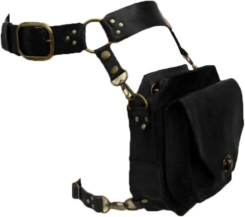 Renaissance Medieval Belt Satchel Pouch Bag Fanny Pack Gothic PU Leather Crossbody Messenger Bags Thigh Leg Hip Holster Purse Hiking Sport Chain Bags for Women Men (Brown) in Saudi Arabia