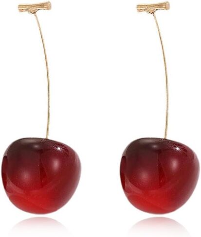 Cherry Earrings for Women Fun Fruit Drop Dangle Earrings Cute 3D Red Cherry Jewelry Unique Fruit Charm Jewelry for Women in Saudi Arabia