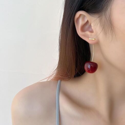 Cherry Earrings for Women Fun Fruit Drop Dangle Earrings Cute 3D Red Cherry Jewelry Unique Fruit Charm Jewelry for Women in Saudi Arabia